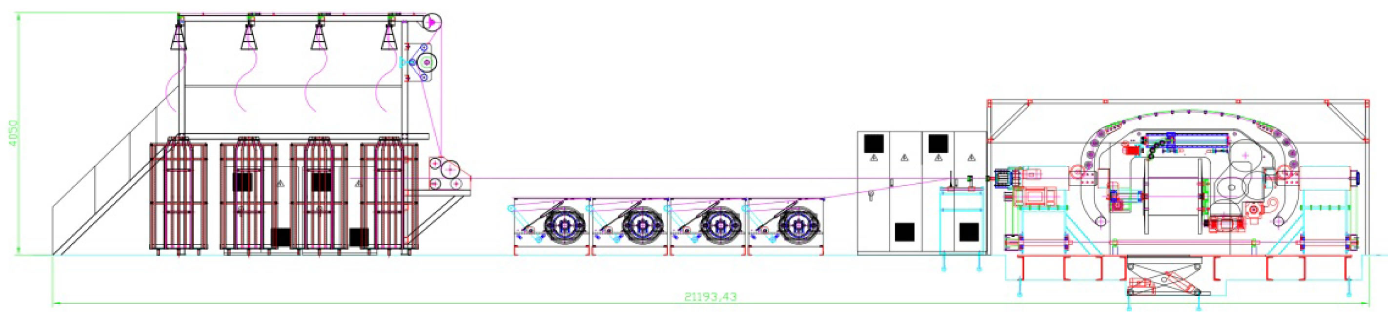 نقشه جانمایی ماشین تابنده دوقلو ماشین تابنده دابل توئیستر STD | ماشین سیم و کابل